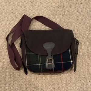 Barbour Tartan and Brown Messenger Bag